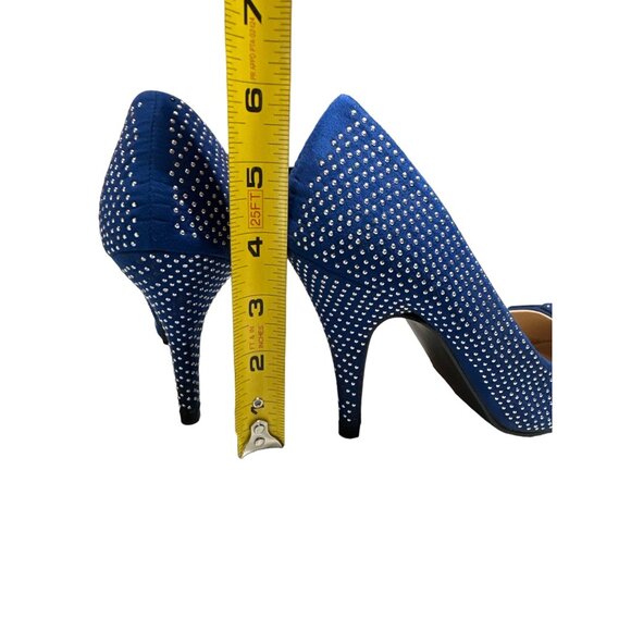 Yoki Heels Mayra Blue Silver Beading All Over Flat Bow Size 7 - Picture 9 of 12